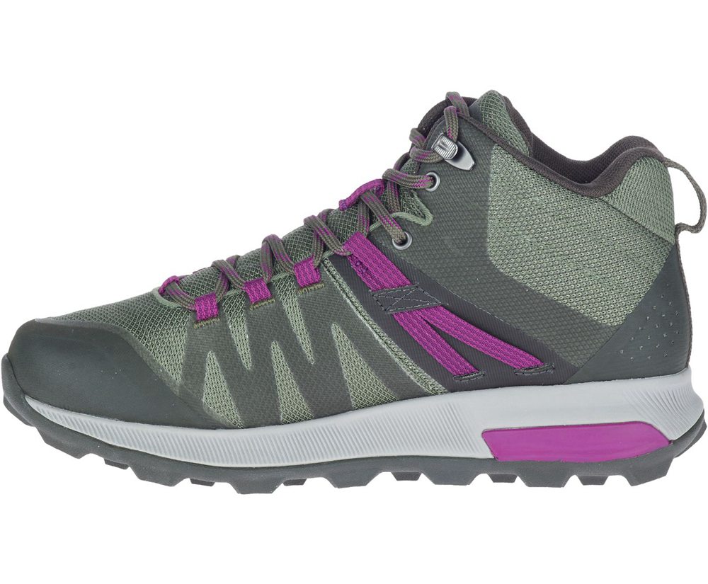 Kozaki Merrell Damskie Oliwkowe - Zion Fst Mid Waterproof - 163245-KUM